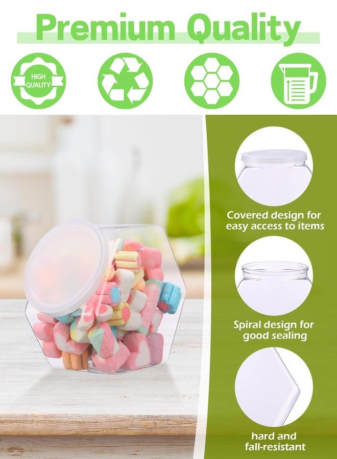 Glazeal 4pcs Plastics Candy Jars 72 oz with Lid & Spoons, 2200ml Hexagon Plastic Cookie Jars Set Clear with Labels& Pen for Candy, Buffet, Coffee Holder Food Storage - Image 3
